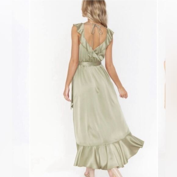 Show Me Your Mumu SMYM Samantha Ruffle Wrap Dress in Moss green NEW SMALL - Picture 3 of 6